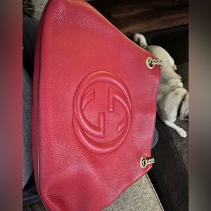 Gucci Red Soho Bag Gold Chain Handbag